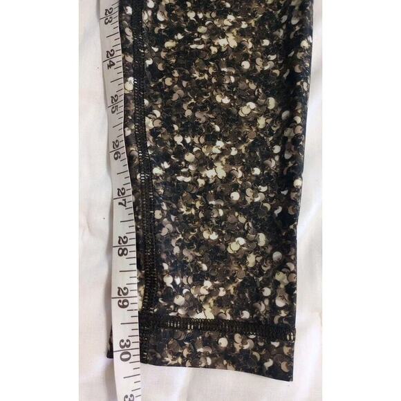 Lululemon Shine Tight Sequin Print Size 6 Stretch Skinny Roll Down Tights Clean - Picture 6 of 9